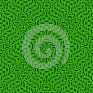 Vector seamless pattern with optical illusion effect. Green abstract texture