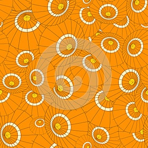 Vector seamless pattern with orange japan umbrellas