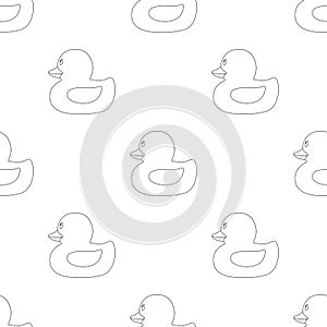Vector seamless pattern with outline rubber duck. Seamless pattern