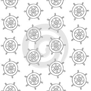 Vector seamless pattern of outline ship rudder