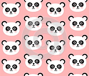 Vector seamless pattern of panda face