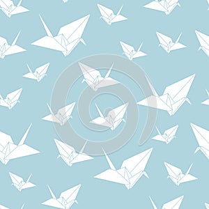 Vector seamless pattern paper origami swan