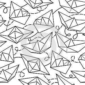 Vector seamless pattern with paper ships.