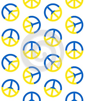 Vector seamless pattern of peace with Ukraine flag