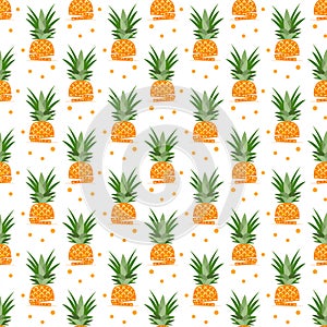 Vector seamless pattern with pineapples, slices