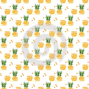 Vector seamless pattern with pineapples, slices
