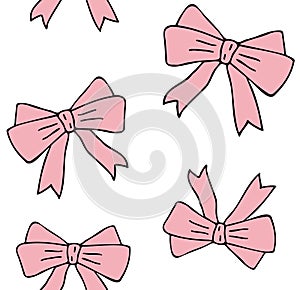 Vector seamless pattern of pink bow tie