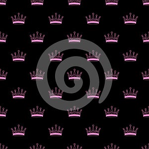 vector seamless pattern with pink crowns