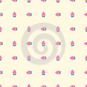 Vector seamless pattern with pink cupcake