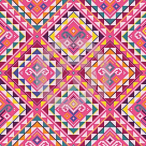Vector seamless pattern on pink, geometric textile or fabric print desig from Philippines
