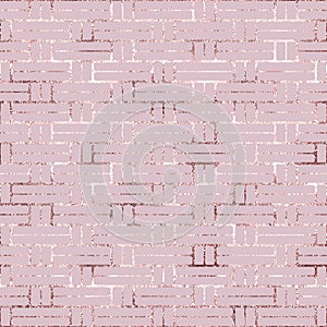 Vector seamless pattern. Pink girly background. Texture glitter foil. Stylish geometric lines. Beauty rose gold pattern. Luxury ma