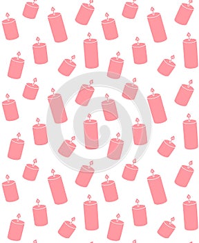 Vector seamless pattern of pink hand drawn candle