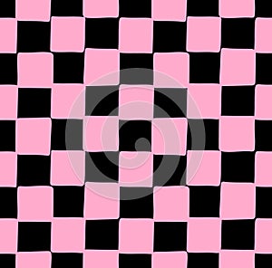Vector seamless pattern of pink chessboard texture
