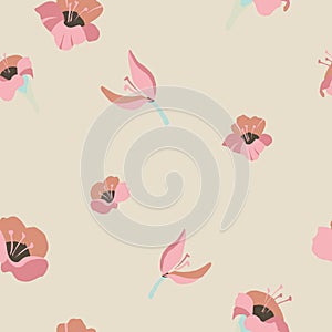 Seamless pattern with hibiscuses