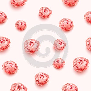 Vector seamless pattern with pink peony flowers. Pink peonies flowers background. Can be used as greeting card