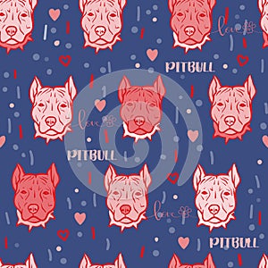 Vector seamless pattern with pit bulls.