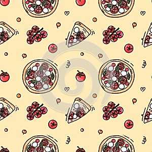 vector seamless pattern with pizza