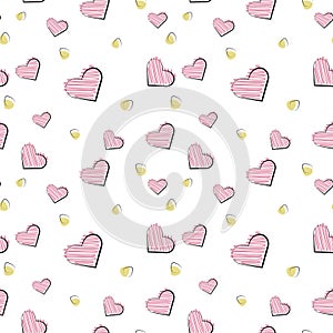 Vector seamless pattern of plane elements. Romance, love, wedding
