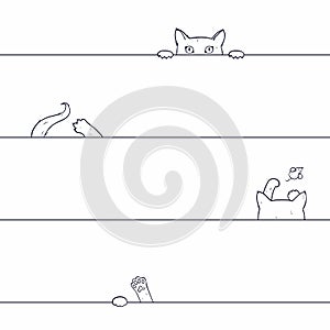 Vector seamless pattern with playing cat