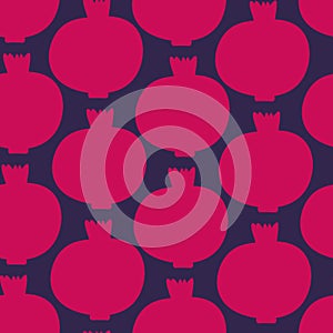 Vector seamless pattern with pomegranate on a dark background. For design packaging, textile, background, design postcards and