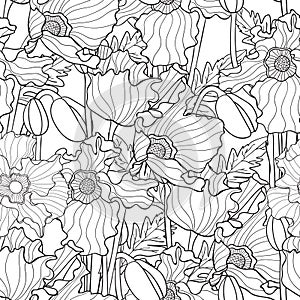 Vector seamless pattern with poppies.