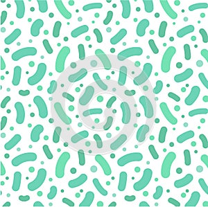 Vector seamless pattern of probiotics and prebiotics. Microflora background. Blue bifidobacteria