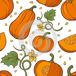 Vector seamless pattern with pumpkins.