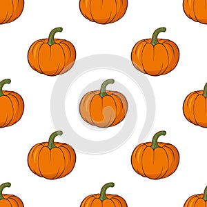 Vector seamless pattern with pumpkins.