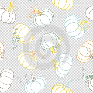 Vector seamless pattern with pumpkins in pastels colors. Repeated background.