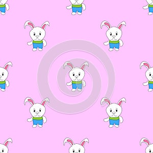 Vector seamless pattern with rabbits. Surface for wrapping paper, shirts, cloths, Digital paper