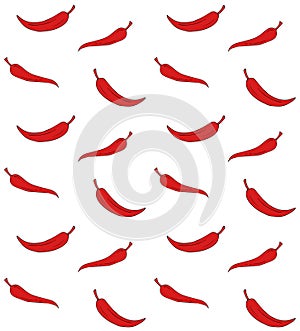 Vector seamless pattern of red chilly pepper