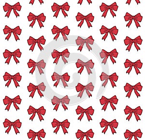 Vector seamless pattern of red hand drawn bow tie