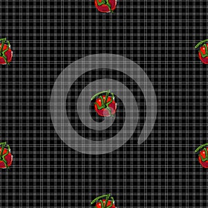 Vector seamless pattern with red ripe tomatoes