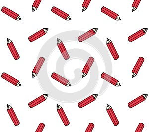 Vector seamless pattern of red sketch pencil