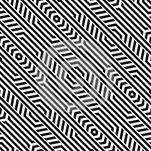 Vector Seamless Pattern. Repeating Lattice Abstract Background. Linear Grid From Striped Hexagonal Elements.