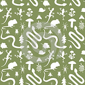 Vector seamless pattern of rodent reptile insect