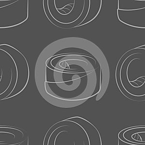 Vector seamless pattern with rolls, sushi. Beautiful food design elements. Linear texture