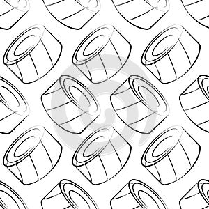 Vector seamless pattern with rolls, sushi. Beautiful food design elements. Linear texture