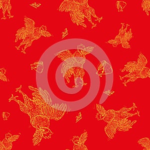 Vector seamless pattern of rooster, symbol 2017 on the Chinese calendar. element for New Year design.