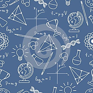 Scientific, educational vector seamless pattern