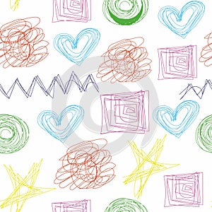 Vector seamless pattern with scribbles. Abstract hand drawn background for design and decoration textile, covers.