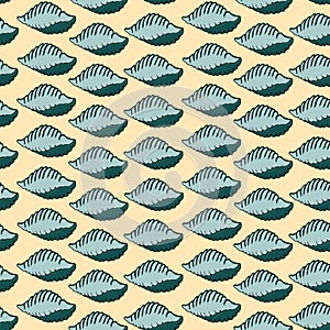 Vector seamless pattern with sea shells. Travel trendy summer texture. The design is ideal for printing textiles, labels, wrapping