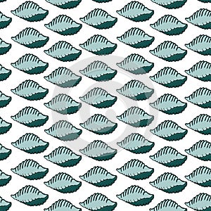 Vector seamless pattern with sea shells. Travel trendy summer texture. The design is ideal for printing textiles, labels, wrapping