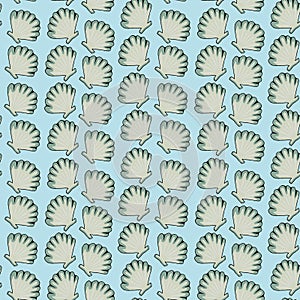 Vector seamless pattern with sea shells. Travel trendy summer texture. The design is ideal for printing textiles, labels, wrapping