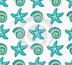 Vector seamless pattern with sea stars