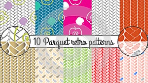 Vector seamless pattern set. Parquet retro background