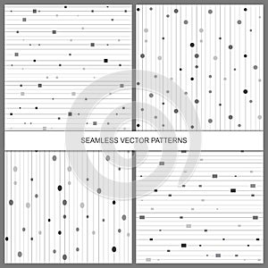 Vector seamless pattern set with stripes and