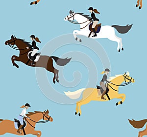 Vector seamless pattern of show jumping horse