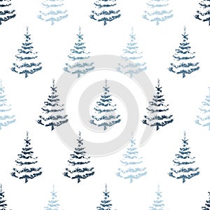 vector seamless pattern with silhouettes of christmas trees,spruce forest