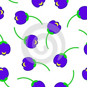 Vector seamless pattern with simple cute  flowers